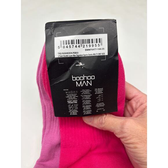 Boohoo Man Multi-colored Mid Calf High Socks 2 Pack One Size - Picture 2 of 3